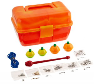 A tackle box to go with a child's first fishing rod.